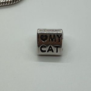 925 Sterling Silver 3 Sided ❤️ My Cat Charm (only selling charm)
